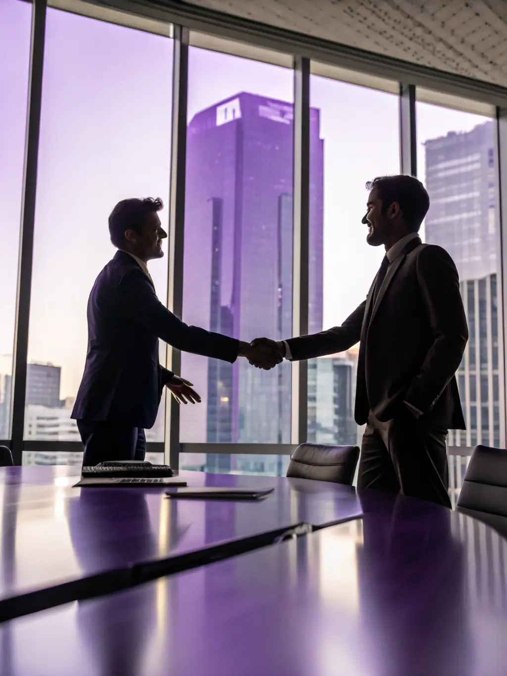 A visual representation of a negotiation table with two people discussing terms, emphasizing the concept of reaching a mutually beneficial agreement.